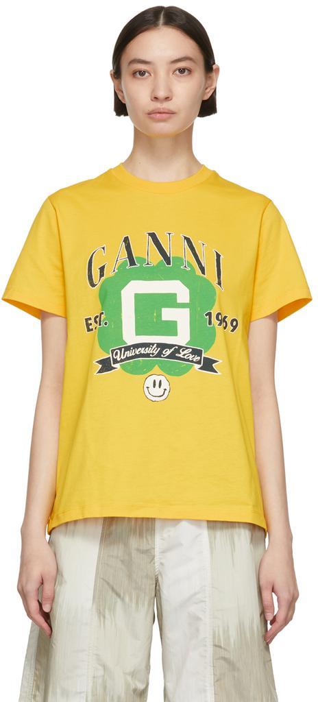 商品Ganni|Yellow Organic Cotton T-Shirt,价格¥606,第1张图片
