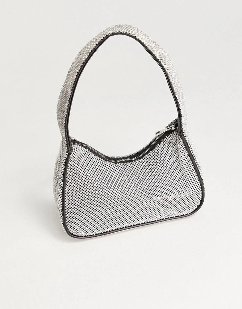 商品ASOS|ASOS DESIGN 90s shoulder bag with diamante in silver ,价格¥159,第4张图片详细描述