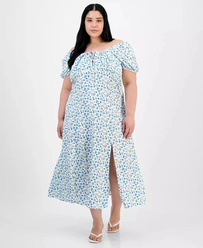 商品Absolutely Famous|Trendy Plus Size Puffed-Sleeve Dress,价格¥312,第1张图片