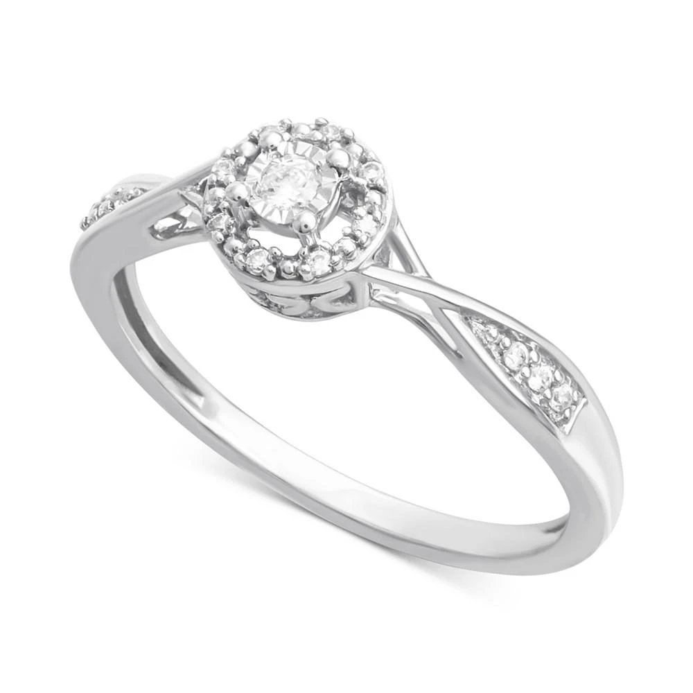商品Macy's|Diamond Halo Twist Promise Ring (1/10 ct. t.w.) in 14k White Gold,价格¥6728,第1张图片