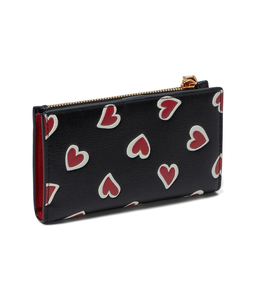 商品Kate Spade|Morgan Stencil Hearts Embossed Printed Saffiano Leather Small Slim Bifold Wallet,价格¥867,第2张图片详细描述