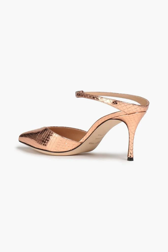 商品Sergio Rossi|Metallic snake-effect leather mules,价格¥2695,第3张图片详细描述