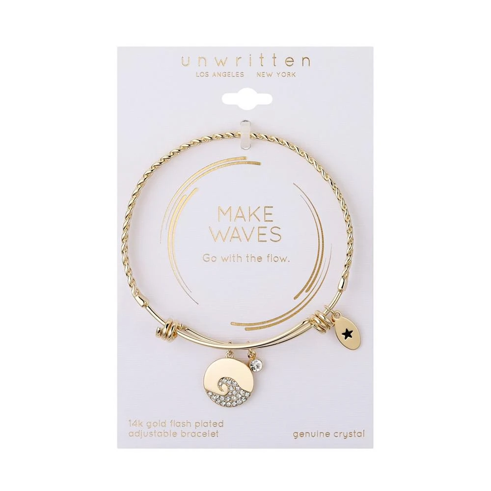 商品Unwritten|14k Gold Plated Crystal Wave Charm and Bezel Bangle Bracelet,价格¥425,第2张图片详细描述