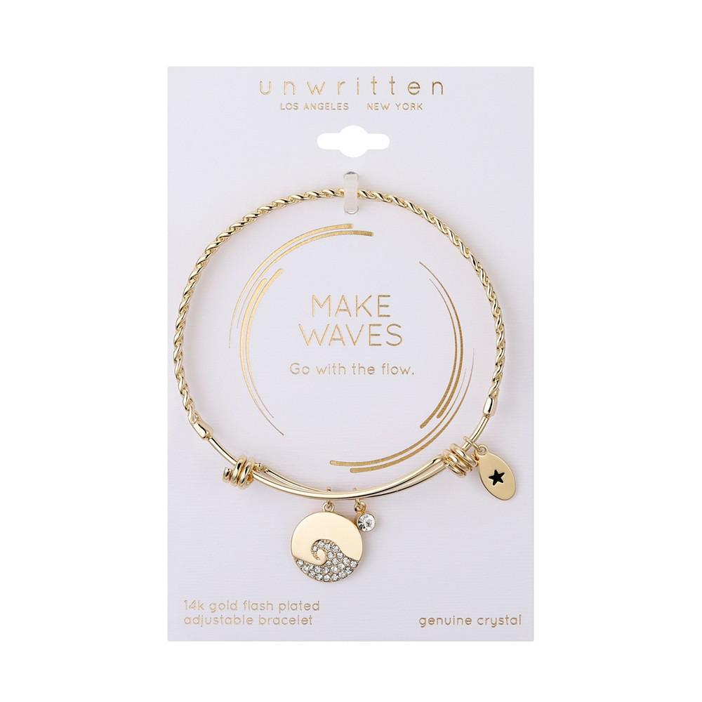 商品Unwritten|14k Gold Plated Crystal Wave Charm and Bezel Bangle Bracelet,价格¥237,第4张图片详细描述