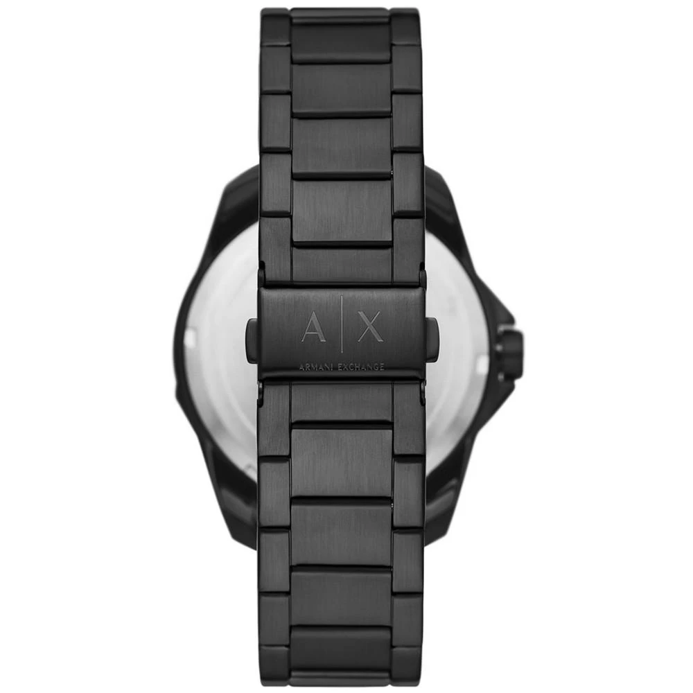商品Armani Exchange|Men's Quartz Three Hand Date Black Stainless Steel Watch 44mm,价格¥1580,第3张图片详细描述