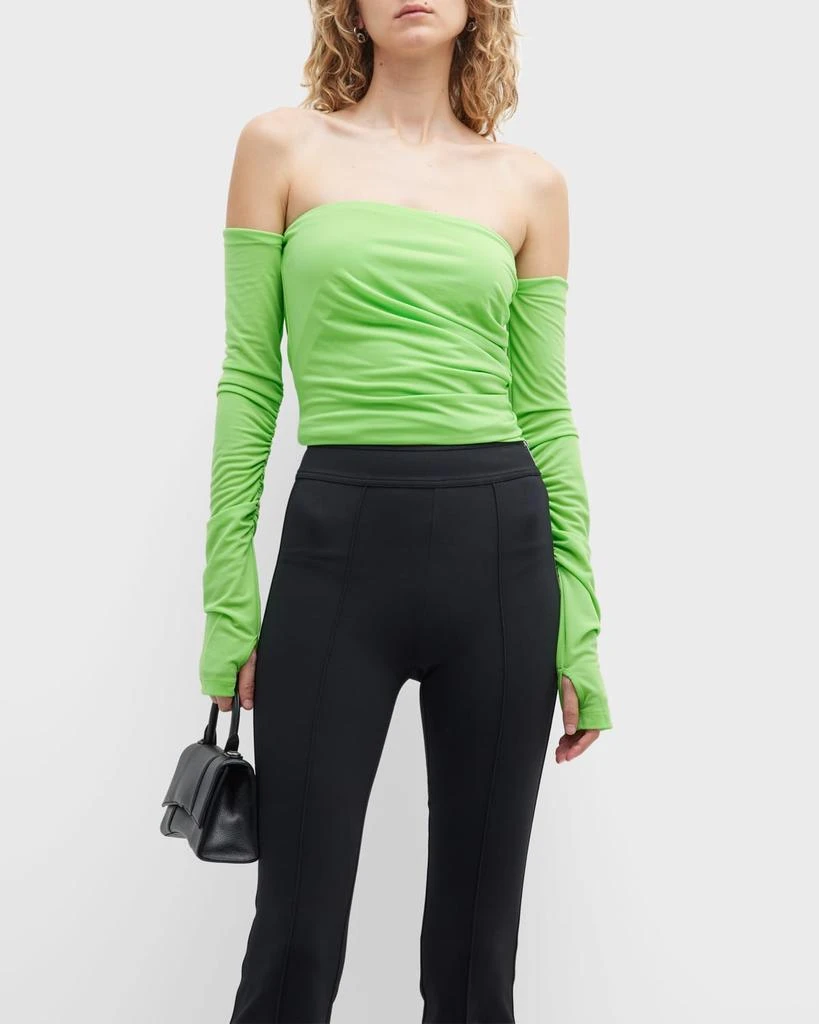 商品Helmut Lang|Twist Off-The-Shoulder Long-Sleeve Gathered Top,价格¥1138,第1张图片