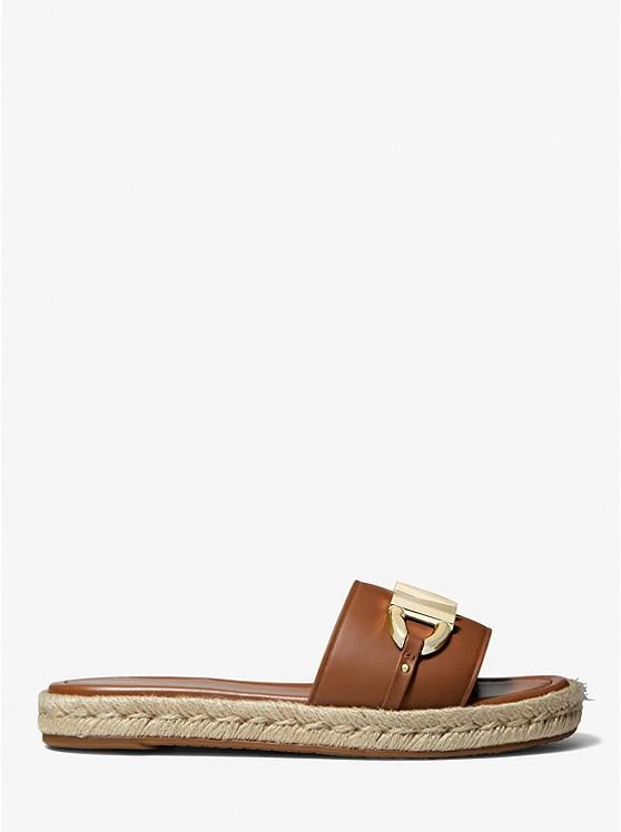 商品Michael Kors|Izzy Logo Embellished Leather Slide Sandal,价格¥514,第2张图片详细描述