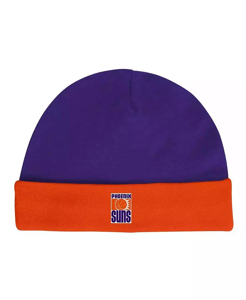 商品Mitchell & Ness|Infant Boys and Girls Blue, Orange Phoenix Suns Hardwood Classics Bodysuits and Cuffed Knit Hat Set,价格¥299,第4张图片详细描述