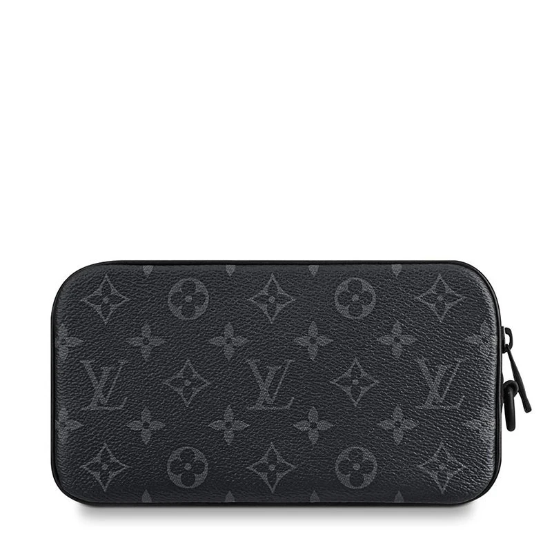 商品Louis Vuitton|【预售3-7天】路易威登经典款VOLGA系列男士经典爆款老花帆布牛皮饰边黑链配可拆卸腕带拉链开合链条手拿包M68321,价格¥10928,第6张图片详细描述
