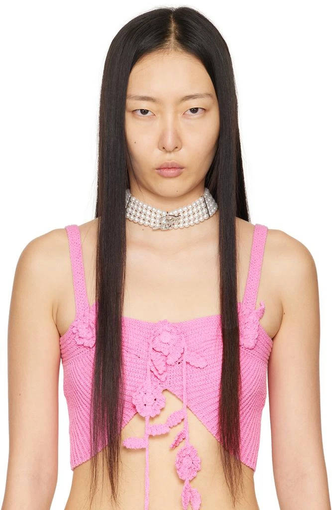 商品BLUMARINE|White Pearl Rhinestone B Monogram Choker,价格¥1359,第2张图片详细描述