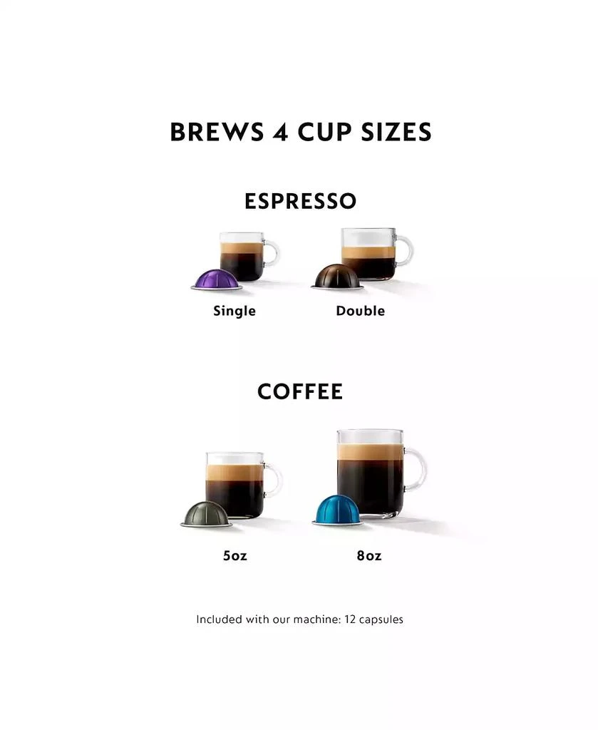 商品Nespresso|Vertuo Plus Deluxe Coffee and Espresso Machine by De'Longhi, Titan with Aeroccino Milk Frother,价格¥1306,第2张图片详细描述