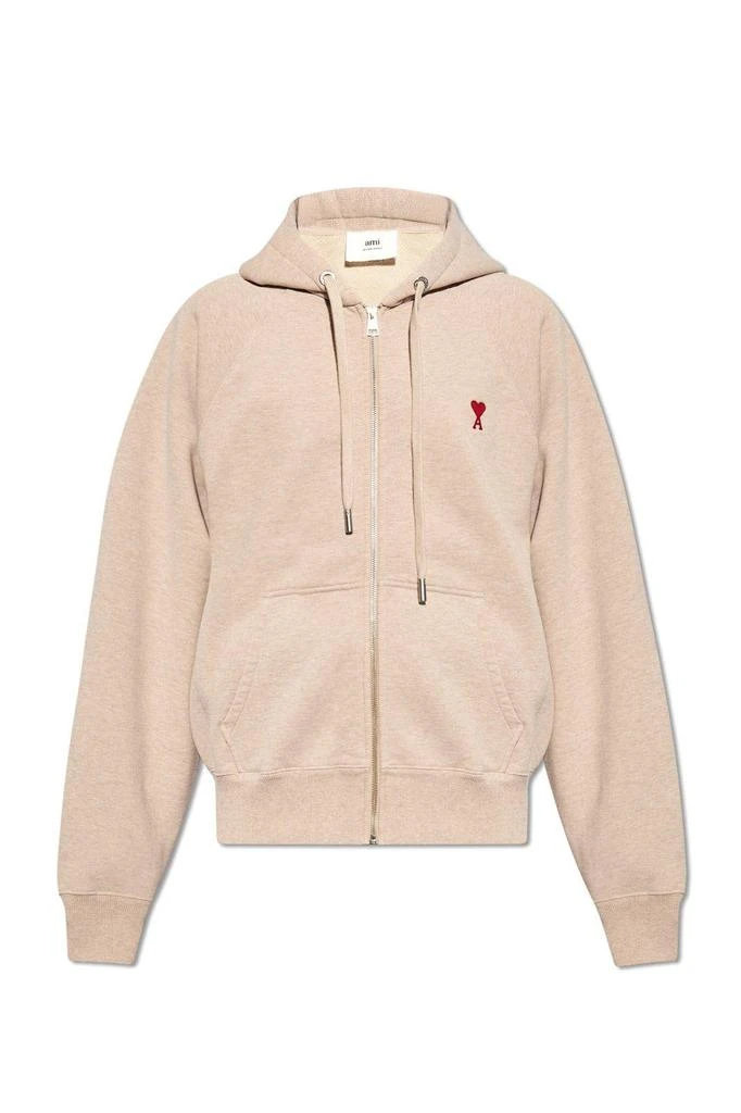 商品AMI|Paris Ami De Coeur Logo Embroidered Zipped Hoodie,价格¥2767,第1张图片