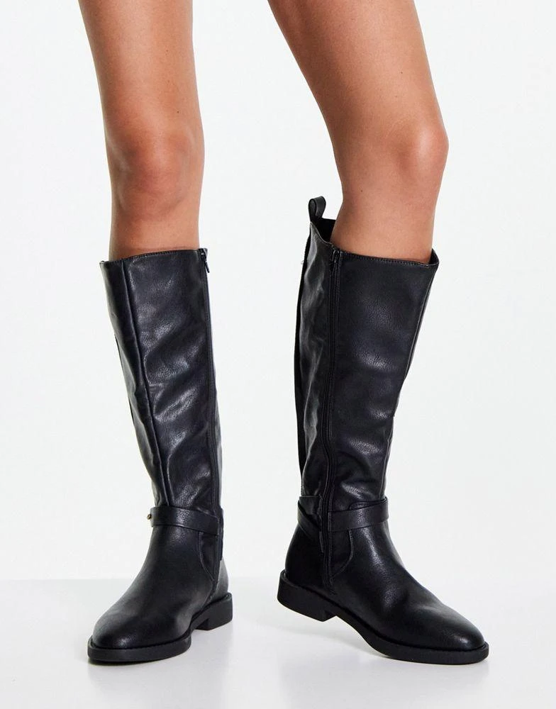 商品ASOS|ASOS DESIGN Wide Fit Cady knee high riding boots in black,价格¥198,第2张图片详细描述