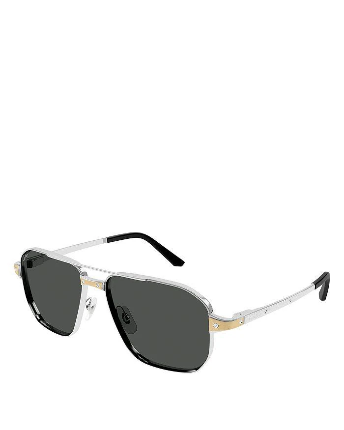 商品Cartier|Santos Evolution Platinum & 24K Gold Plated Navigator Sunglasses, 59mm,价格¥11971,第1张图片详细描述