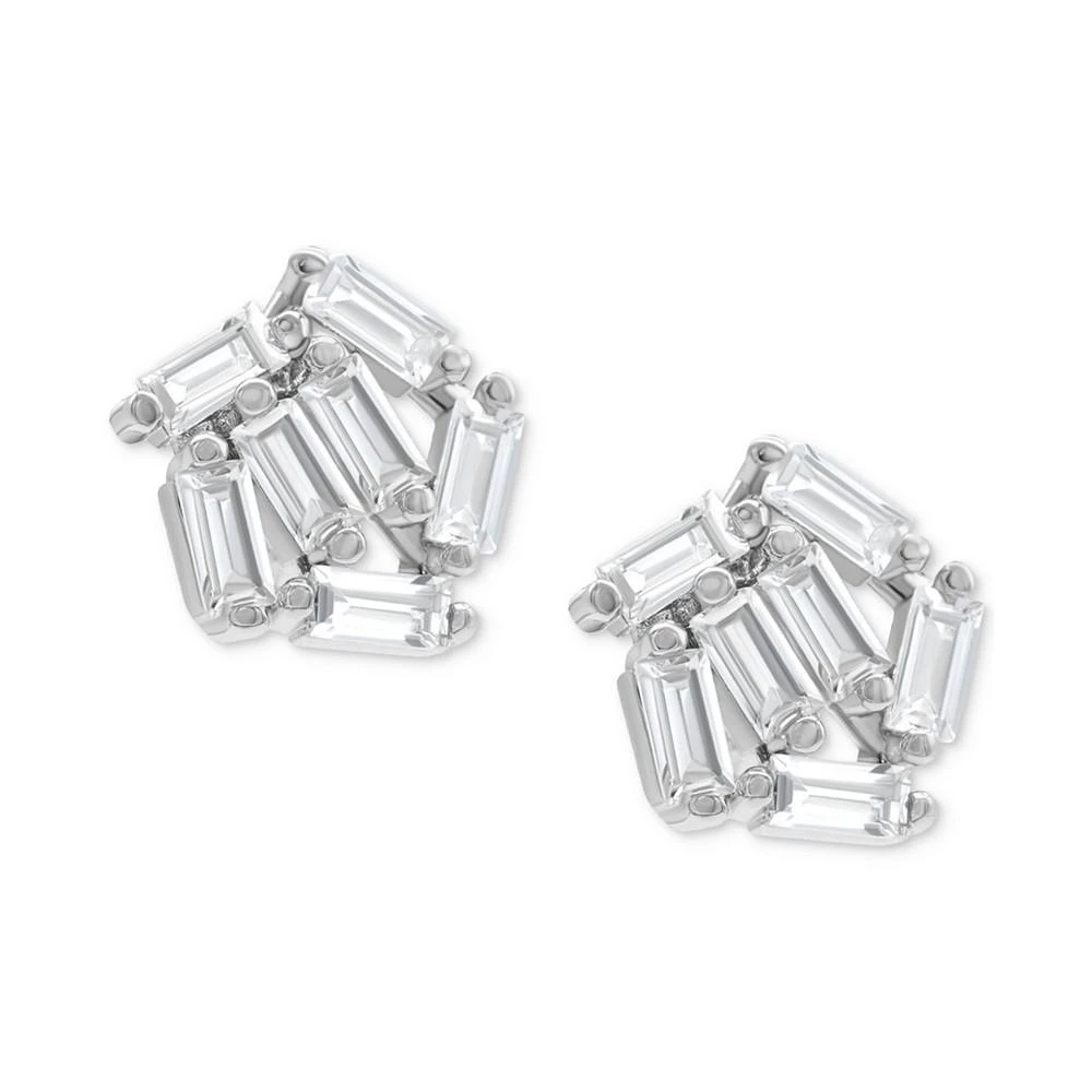 商品ADORNIA|Rhodium-Plated Rectangle Crystal Cluster Stud Earrings,价格¥182,第1张图片