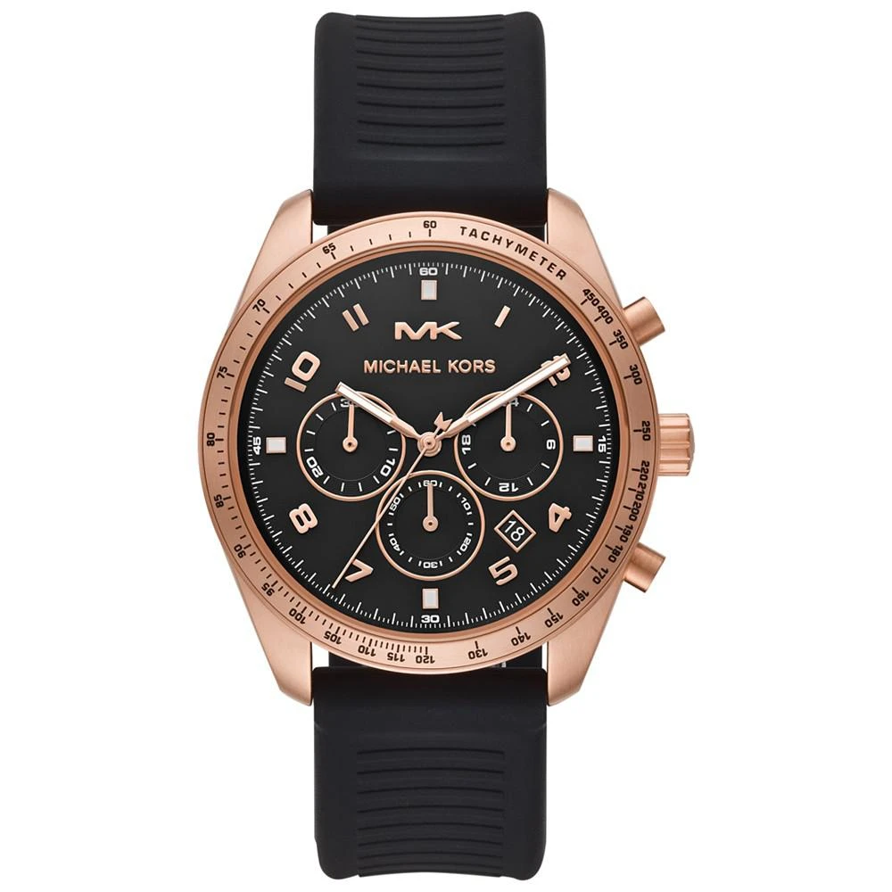 商品Michael Kors|Men's Chronograph Keaton Black Silicone Strap Watch 43mm,价格¥990,第1张图片