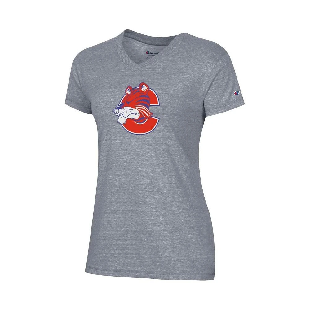 商品CHAMPION|Women's Gray Clemson Tigers Vault Logo V-Neck T-shirt,价格¥222,第2张图片详细描述
