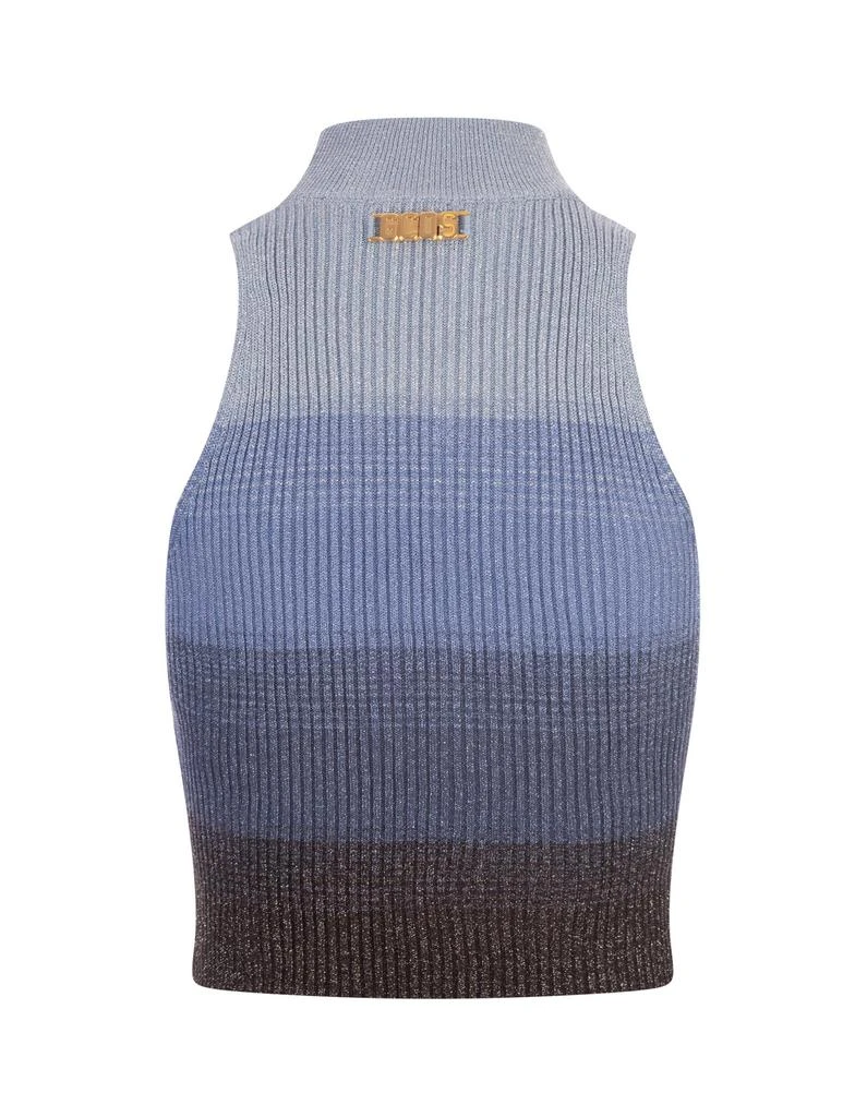 商品GCDS|GCDS Mock Neck Sleeveless Ribbed-Knit Cropped Top,价格¥2030,第2张图片详细描述