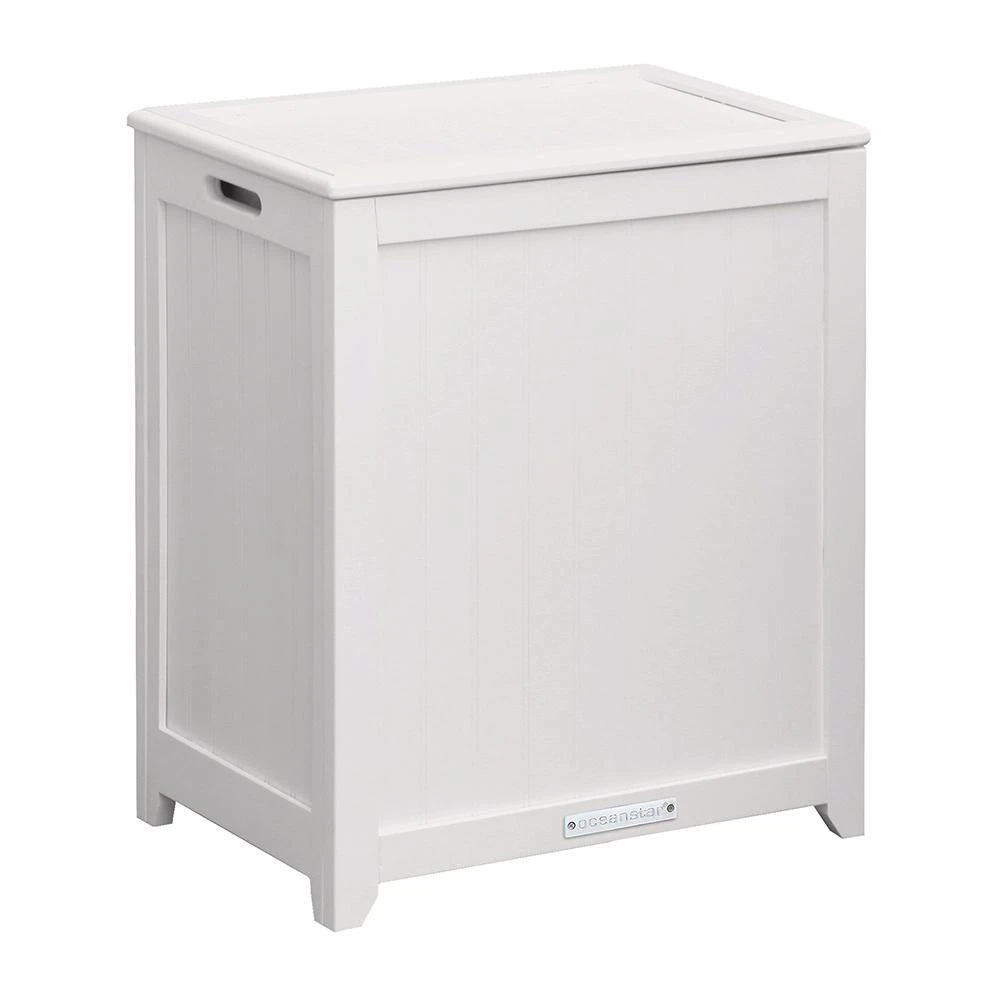 商品Oceanstar|Oceanstar White Finished Rectangular Laundry Wood Hamper with Interior Bag,价格¥993,第1张图片