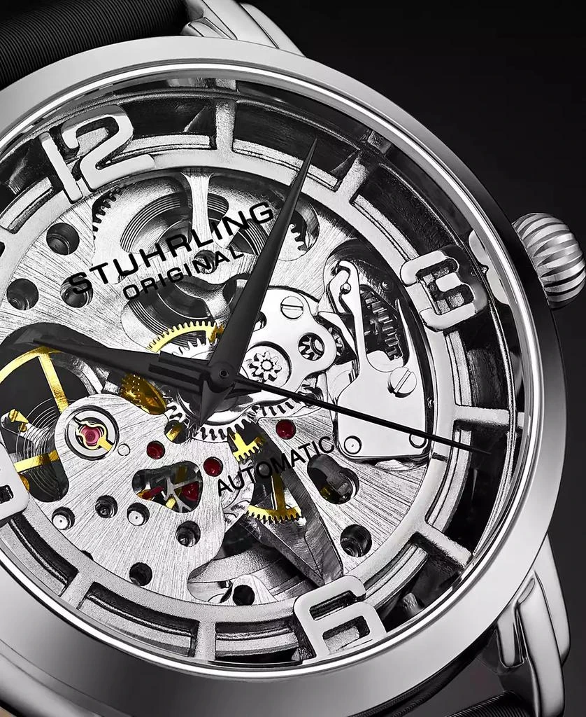 商品Stuhrling|Women's Automatic Black Genuine Leather Strap Watch 40mm,价格¥1077,第2张图片详细描述