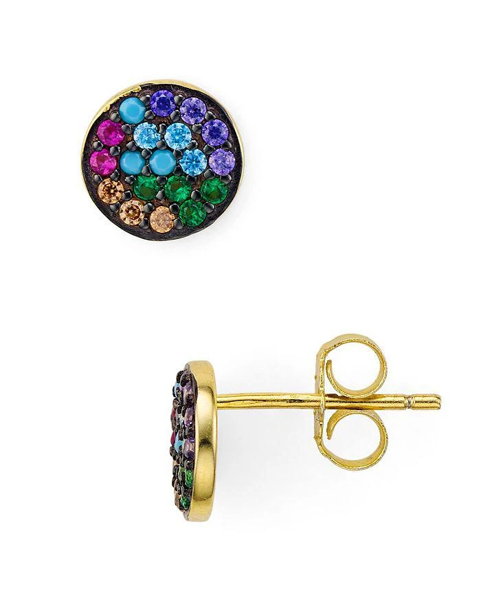 商品AQUA|Multicolor Circle Stud Earrings in Gold Tone-Plated Sterling Silver - Exclusive,价格¥404,第1张图片