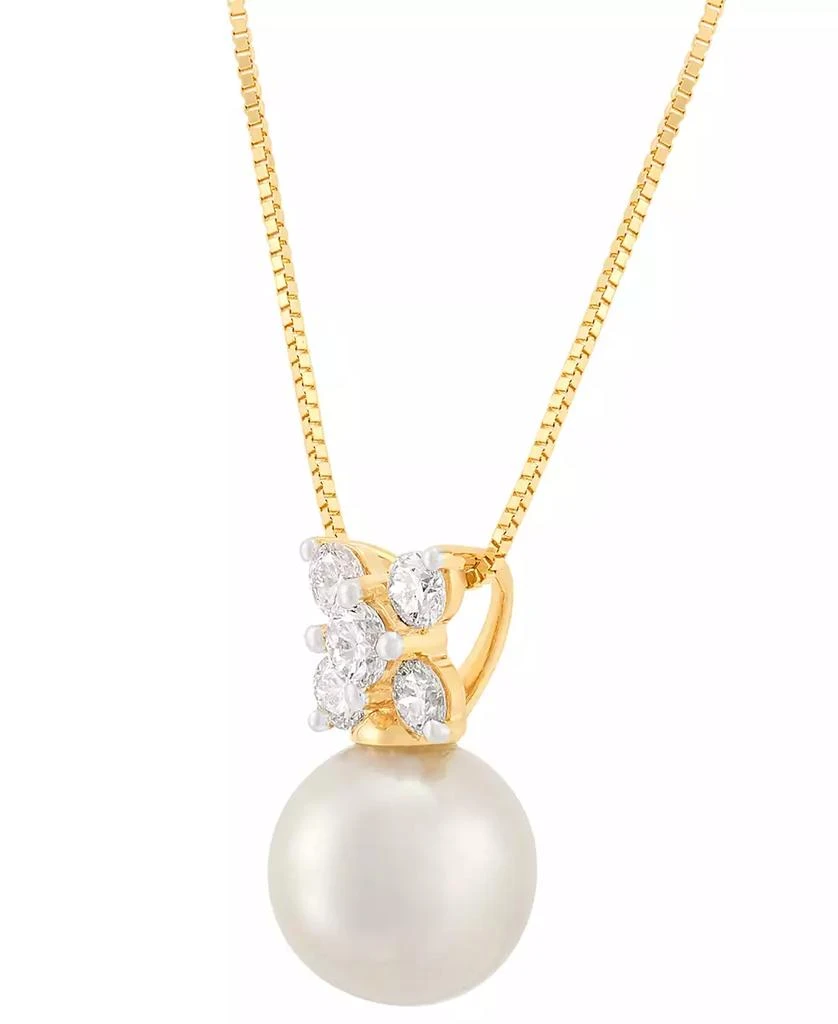 商品Grown With Love|Cultured Freshwater Pearl (8-1/2mm) & Lab Grown Diamond (1/3 ct. t.w.) Cluster 18" Pendant Necklace in 14k Gold,价格¥3366,第3张图片详细描述