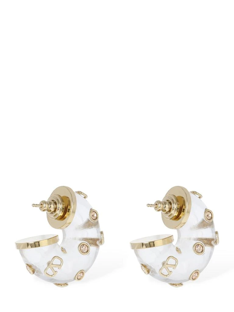 商品Valentino|V Logo & Crystal Plexi Hoop Earrings,价格¥7663,第3张图片详细描述