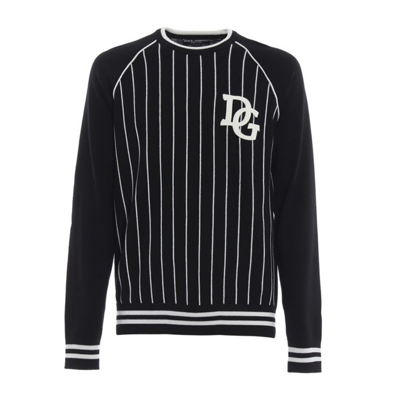 商品Dolce & Gabbana|Dolce&Gabbana 杜嘉班纳 男士黑白条纹羊毛毛衣 GX274Z-JAVEE-S9000,价格¥2993,第1张图片