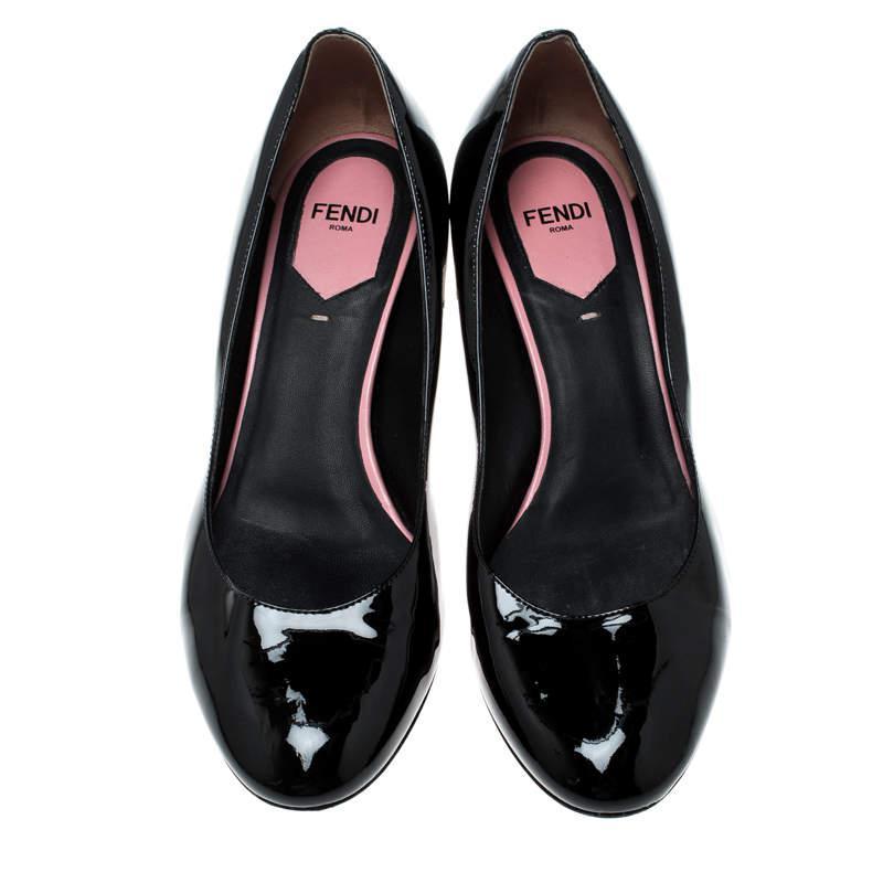 商品[二手商品] Fendi|Fendi Black Patent Leather Eloise Round Toe Pumps Size 36,价格¥1481,第5张图片详细描述