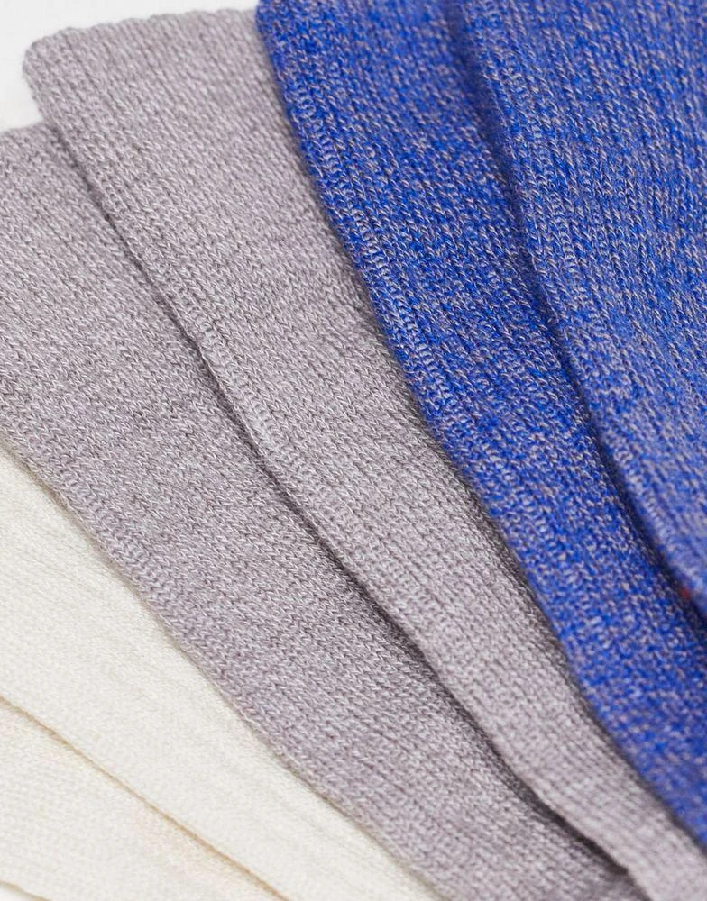商品ASOS|ASOS DESIGN 3 pack sports sock in blue, grey and cream with twisted yarn,价格¥67,第2张图片详细描述