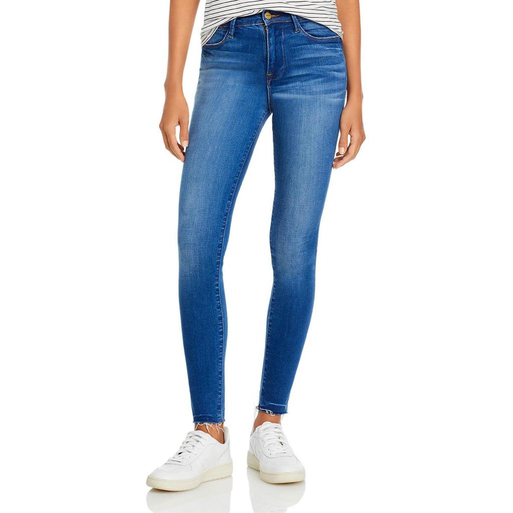 Frame Womens Le Raw Hem High Rise Straight Leg Jeans商品第1张图片规格展示