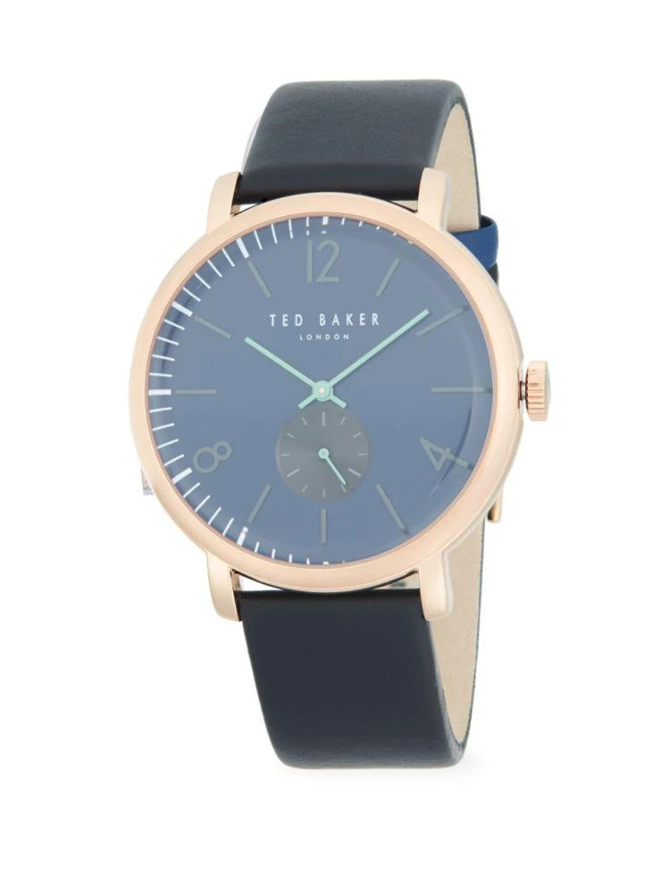 商品Ted Baker London|Oliver Stainless Steel Leather Strap Watch,价格¥474,第1张图片