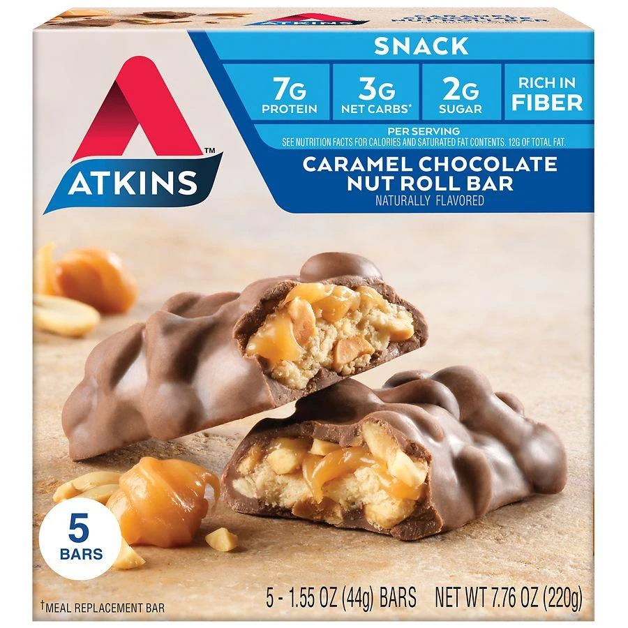 商品Atkins|Snack Bars Caramel Chocolate Nut Roll,价格¥64,第1张图片