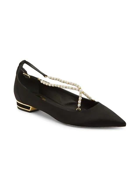 商品Rene Caovilla|Eliza Faux Pearl-Embellished Satin Ballerina Flats,价格¥1849,第2张图片详细描述