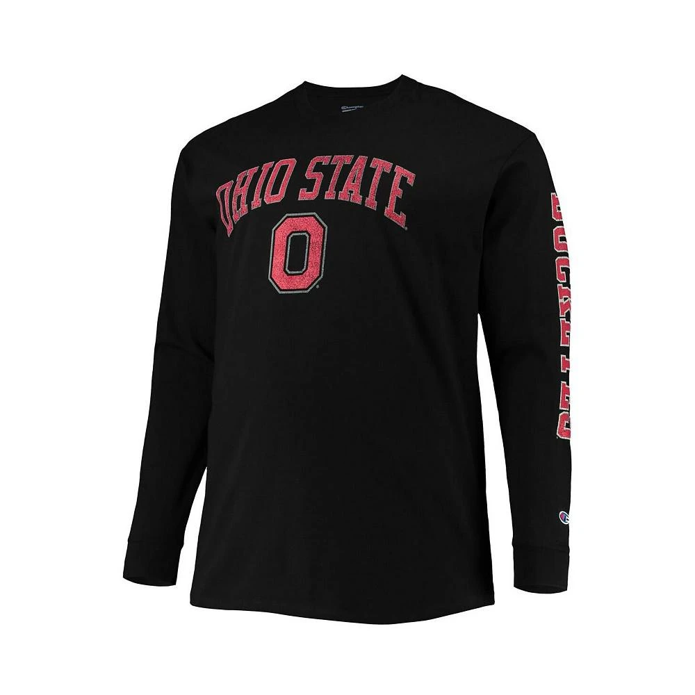 商品CHAMPION|Men's Black Ohio State Buckeyes Big and Tall 2-Hit Long Sleeve T-shirt,价格¥293,第2张图片详细描述