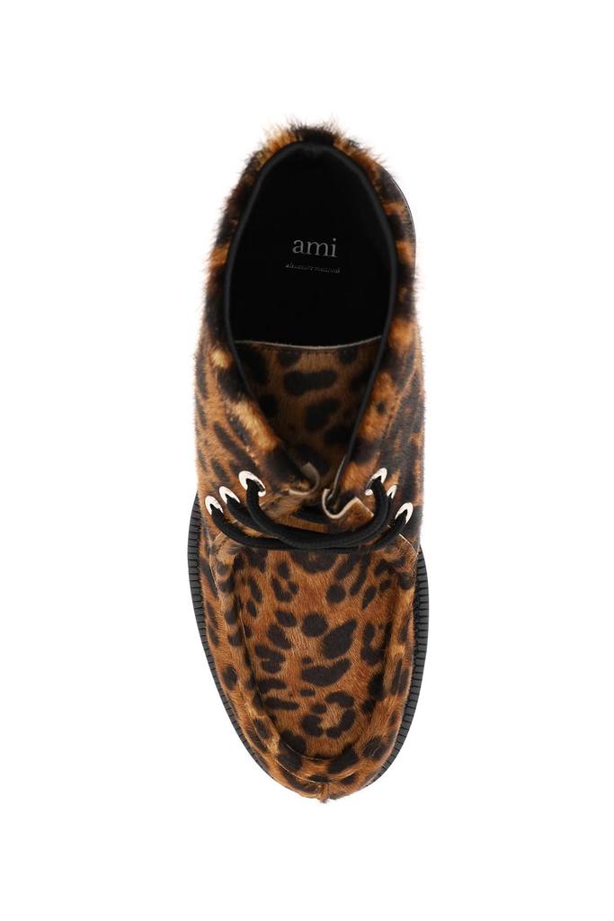 Ami Paris Leopard Calfhair Lace Up Ankle Boots商品第2张图片规格展示
