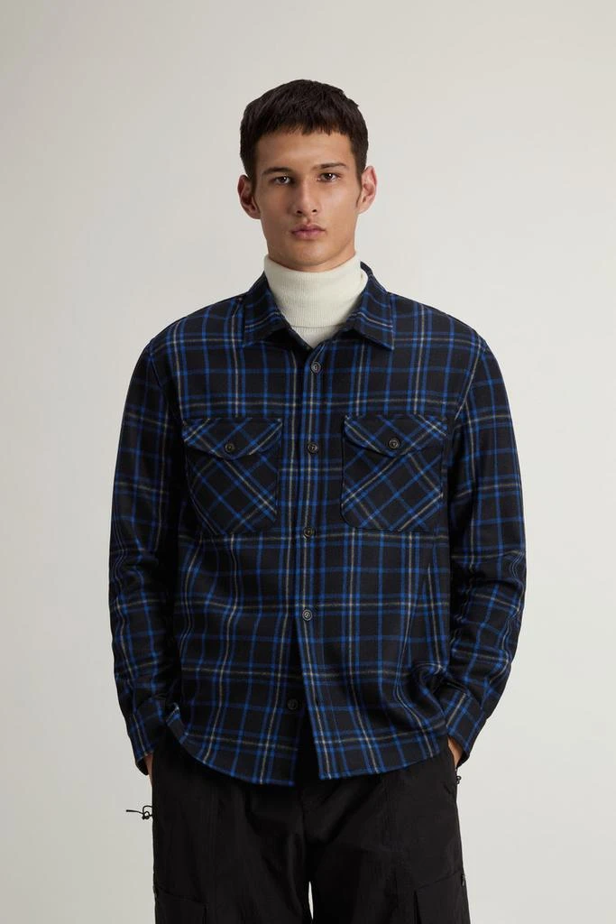 商品Woolrich|Wool Blend Oxbow Flannel Overshirt - Made in USA - Men - Blue,价格¥1554,第1张图片