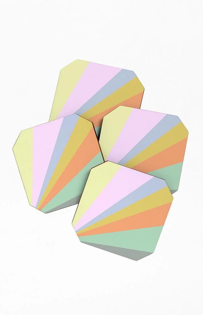 商品DENY Designs|June Journal Pastel Rainbow Coaster Set,价格¥125,第1张图片