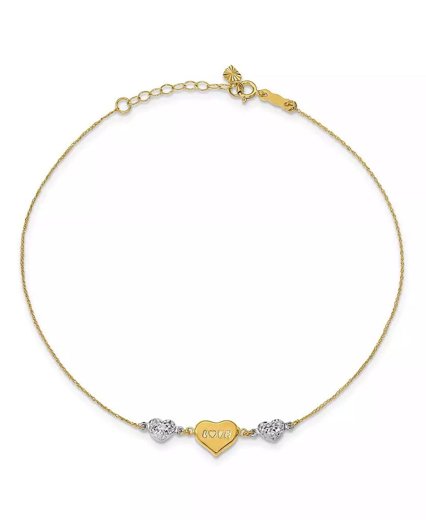 商品Macy's|Puffed Heart "Love" Anklet in 14k Yellow and White Gold,价格¥1563,第1张图片
