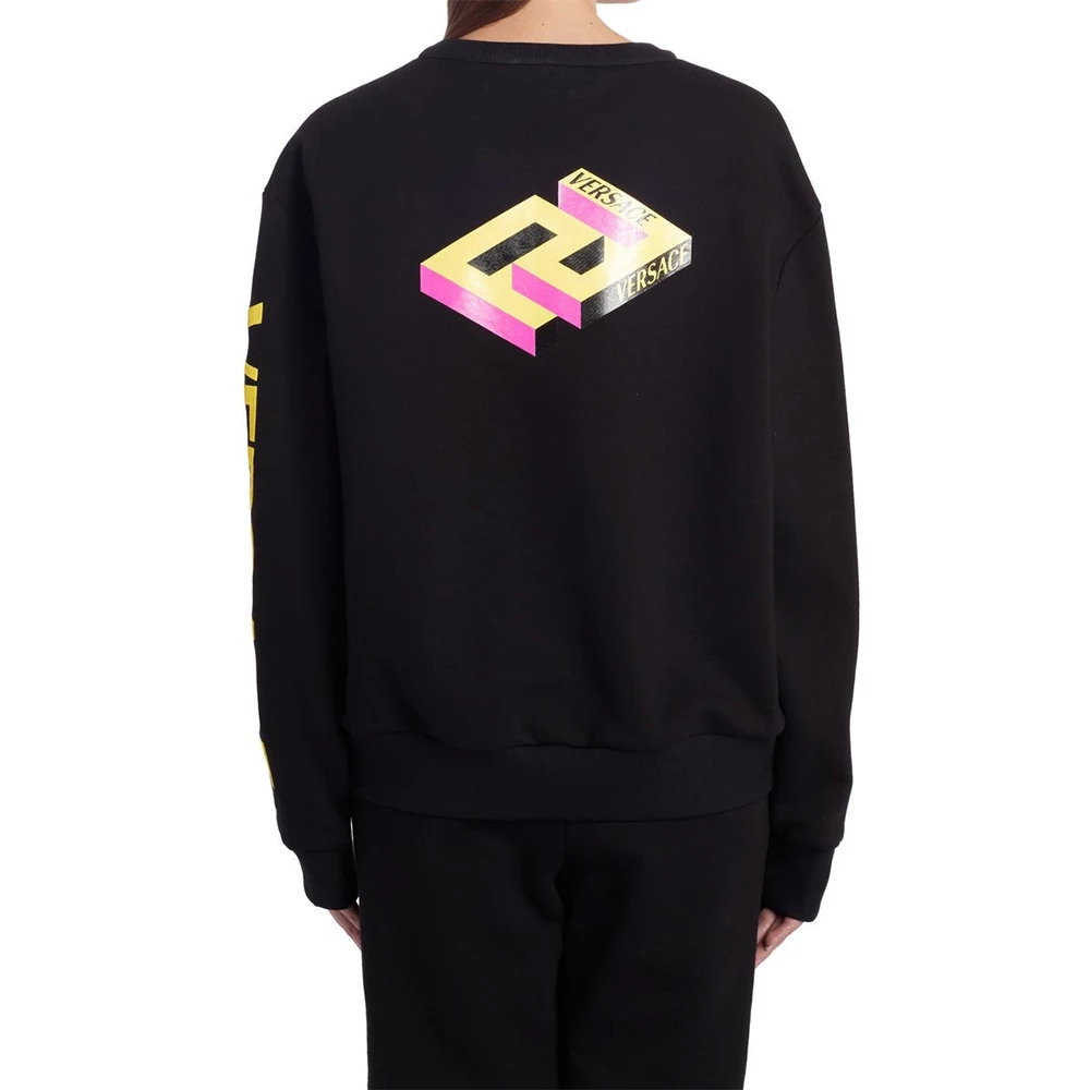 VERSACE 女士黑色霓虹标志图案运动衫 10021731-A01174-1B000 商品
