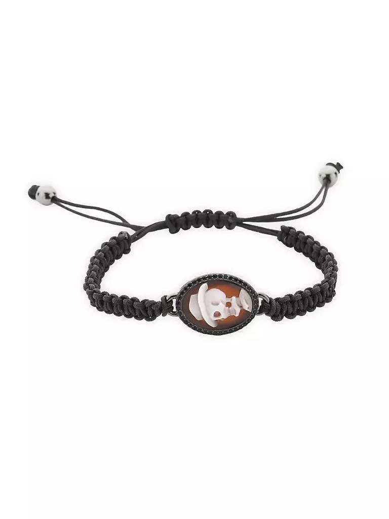 商品Amedeo|Skull Brass &amp; Crystal Braided Bracelet,价格¥2238,第1张图片