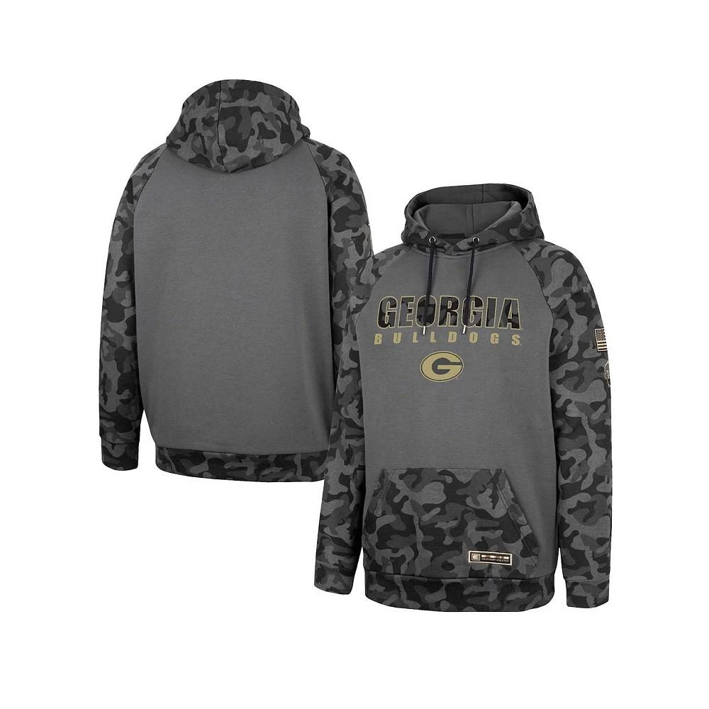 商品Colosseum|Men's Charcoal Georgia Bulldogs OHT Military-Inspired Appreciation Camo Stack Raglan Pullover Hoodie,价格¥308,第5张图片详细描述