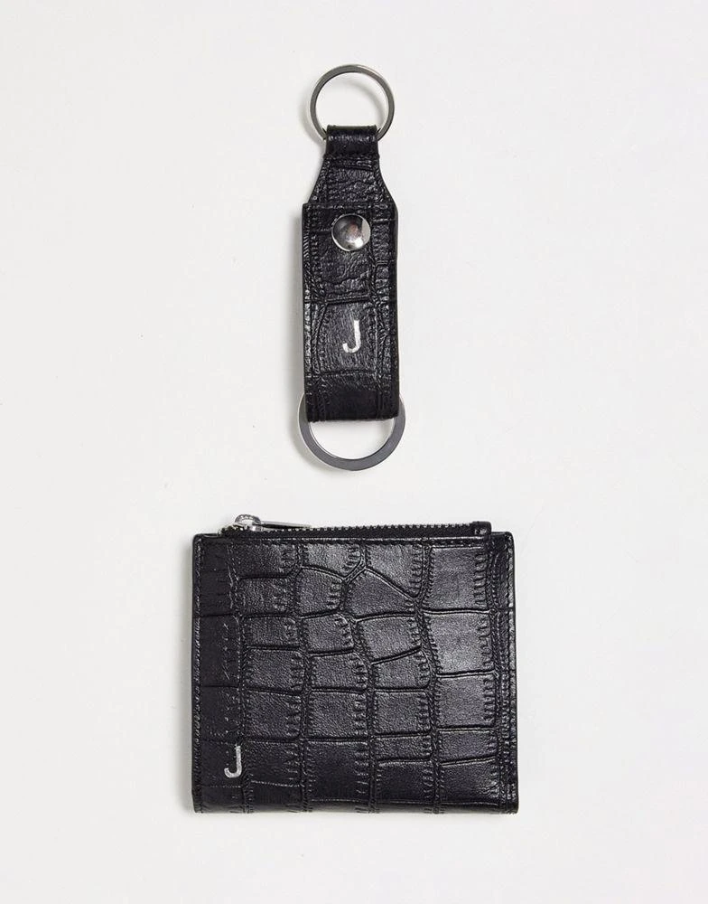 商品ASOS|ASOS DESIGN leather keyring and wallet set with J initial,价格¥93,第3张图片详细描述