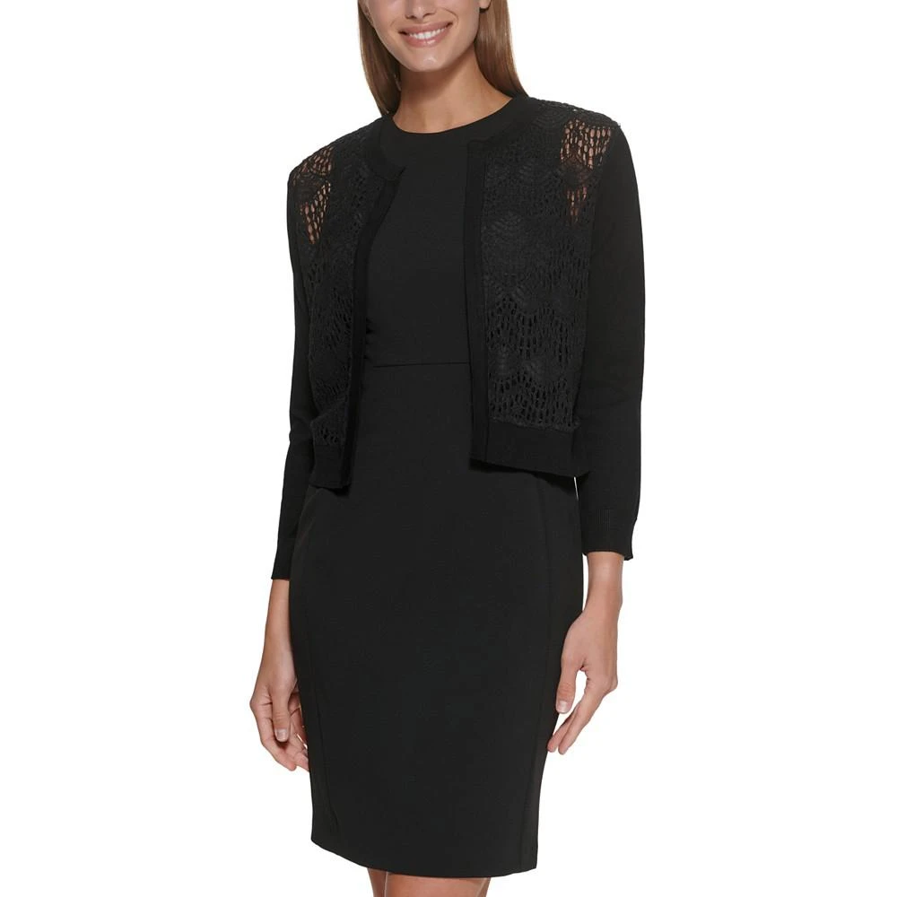商品DKNY|Lace-Front Open-Front Cardigan,价格¥373,第1张图片