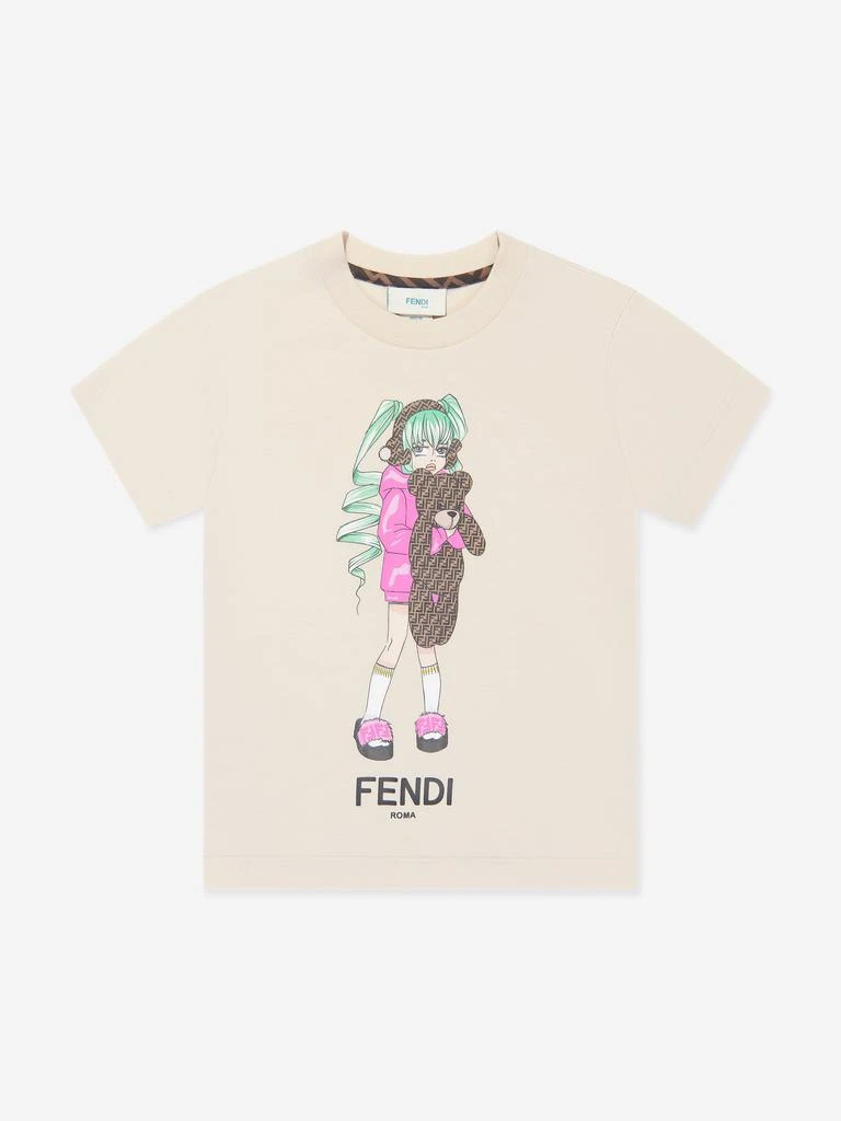 商品Fendi|Fendi Girls Graphic Print T-Shirt in Beige,价格¥1384,第1张图片