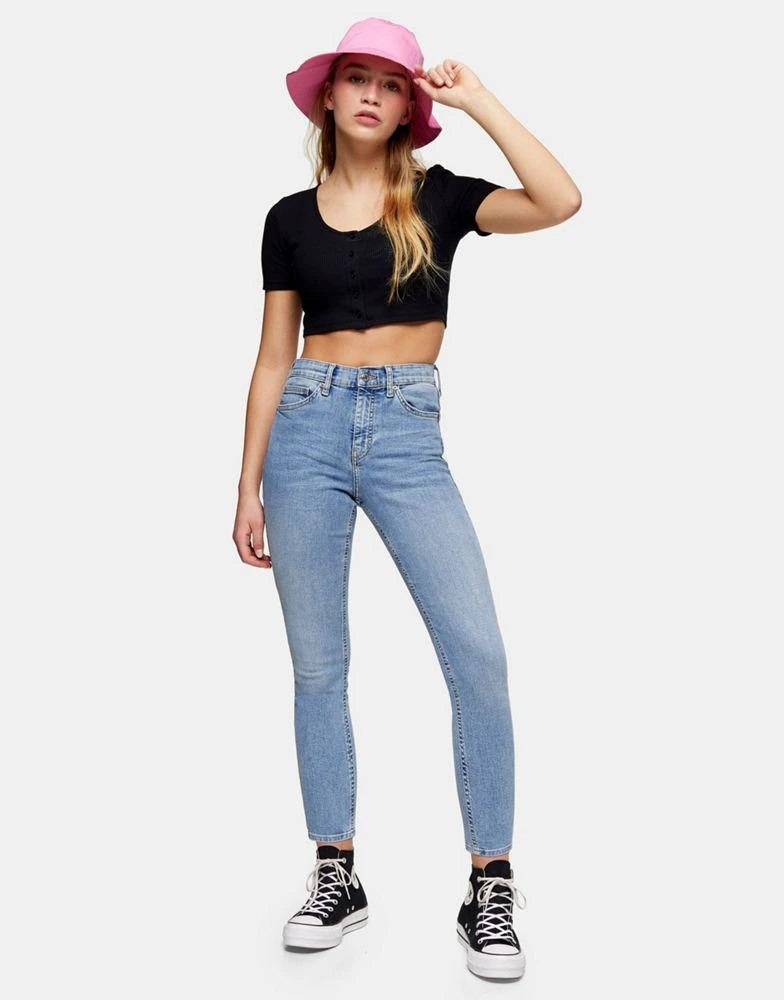 商品Topshop|Topshop Petite Jamie jeans with ripped Pocket detailing in mid blue,价格¥188,第4张图片详细描述