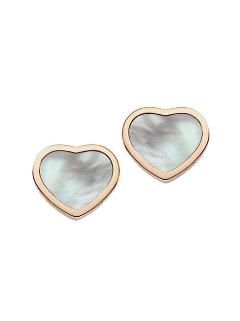 商品Chopard|Happy Hearts 18K Rose Gold & Mother-Of-Pearl Stud Earrings,价格¥20722,第1张图片