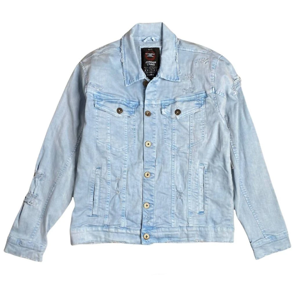 商品JORDAN CRAIG|Men's Mercer Pleated Denim Jacket In Baby Blue,价格¥410,第1张图片
