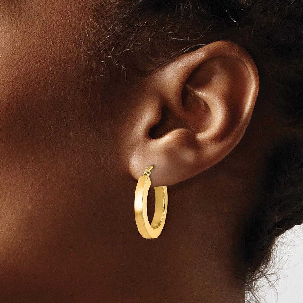 商品Diamond2Deal|14k Gold 3mm Square Shape Tube Hoop Earrings,价格¥5115,第3张图片详细描述
