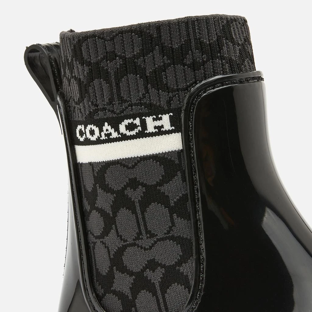 商品Coach|Women's Rivington Signature Knit Rain Boots - Black,价格¥522,第4张图片详细描述